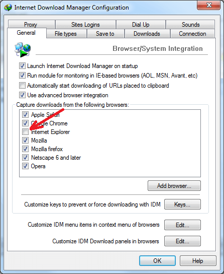 Disable IDM integration in your browser